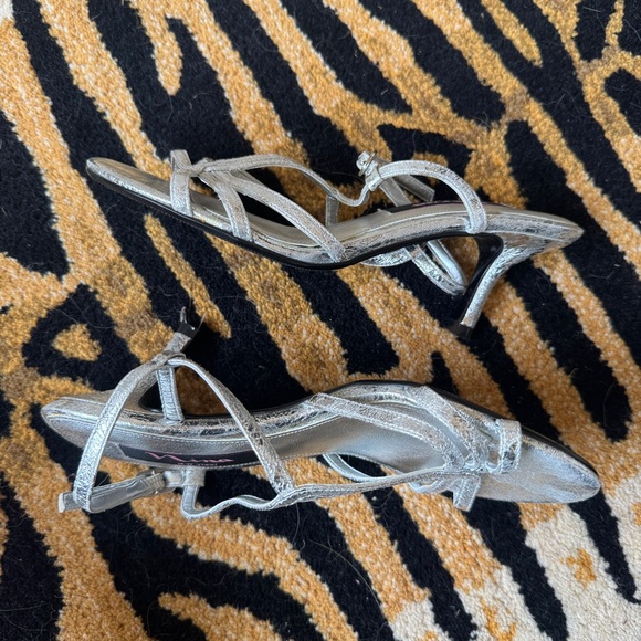Women's Silver Strappy Sandals - Picture 2 of 7